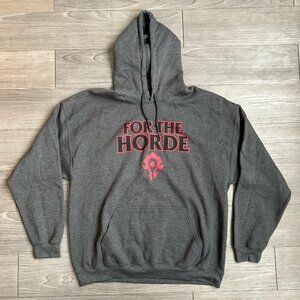 Blizzard World of Warcraft “For The Horde” Hoodie Gray Pullover Size XL